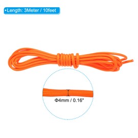 PATIKIL 10ft Reflective Guyline Camping Paracord 4mm Tent Cord Guyline Rope for Camping Tent Tarp Hiking Nylon Paracord Rope Orange