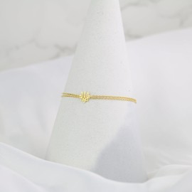 Tela Jewelry - Sterling Silver Trident Bracelet, 7 mm Ukrainian Tryzub with Double Strand Chain, Genuine .925 Sterling Silver Gold Plated Bracelet, Stylish and Durable Ukraine Jewelry Gift for Women