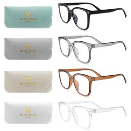 HAITONGCR Reading Blue Light Blocking Glasses R1112 Clear Black 4PCS (4 PCS, 0.0, x)