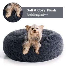 WNPETHOME Calming Dog Beds for Large Dogs, Anti-Anxiety Donut Large pet Bed, Fluffy Faux Fur Plush Dog Bed，Warming Cozy Soft Round Lagre Dog Bed for Large Jumbo Dogs, Cat Cuddler Cushion Bed