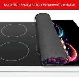 Stove Cover Stove Covers For Electric Stoves Foldable Multipurposeglass Top Protector Thick Natural Rubber Anti-Slip Coating Expands Usable Space (27.9inx20in) (cat33)