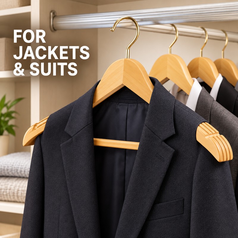 4-Pack Wooden Suit Hangers with 360° Swivel Hooks, Non-Slip Pants
