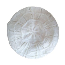 Hysunland Satin Lined Knit Beret Hat for Natural Hair Fall Winter White Knit Beanie Hat for Women