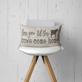 Mancheng-zi Farmhouse Throw Pillows, 12x20 Pillow Cover,Farmhouse Throw Pillow Covers,Farmhouse Throw Pillows for Couch,Till The Cows Come Home Pillow