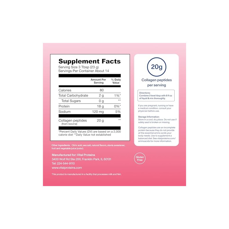 Vital Proteins Strawberry Lemonade Collagen Peptides Powder - 11.34oz