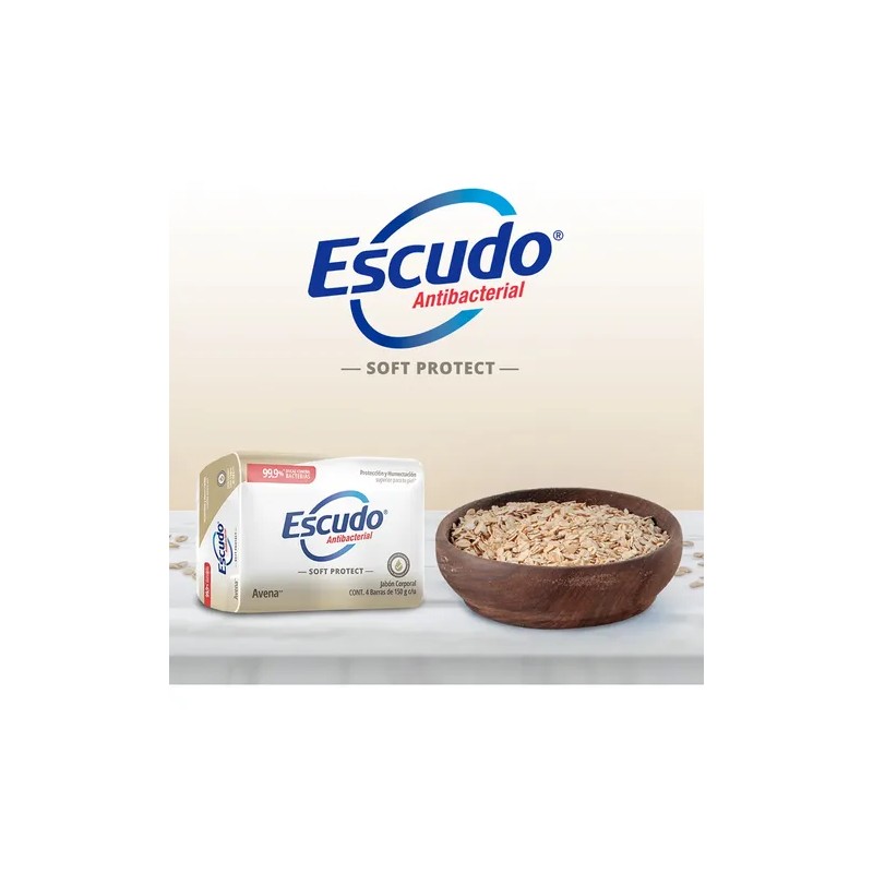 Jabones en Barra Escudo Soft Protect Avena 150gr 4 Piezas