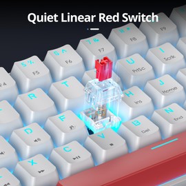 surmen 60% Mechanical Gaming Keyboard with Linear Red Switch, Wired Mini Compact Keyboard 60 Percent Backlit for Laptop Desktop PC Gamers （61 White-Ice Blue）