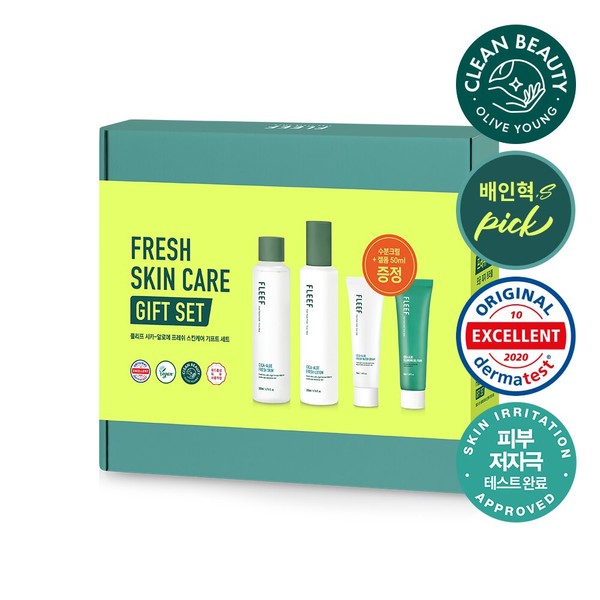 FLEEF Cica Aloe Fresh Skin Care Gift Set Skin/Lotion 200mL (+Fresh Water Cream 50mL + Cleansing Gel Foam 50mL) - FLEEF Cica Aloe Fresh Skin Car