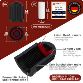 Kitchen Helpis - Car/Motorcycle Valve Caps, Tyre Valve Caps, With Seal For Stable Tyre Pressure