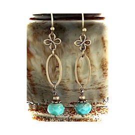 Bronze and Teal Czech Glass Bead Dangle Earrings. Jewelry Earrings for Women #3298FE742