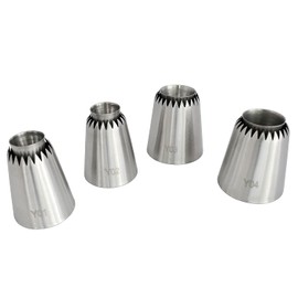 Longdex Sultan Piping Nozzle 4PCS 304 Stainless Steel Russian Piping Tips Sultan Ring Baking Mold Icing Nozzle Cookies Cupcake Icing Decorating Supplies Decorating Kit