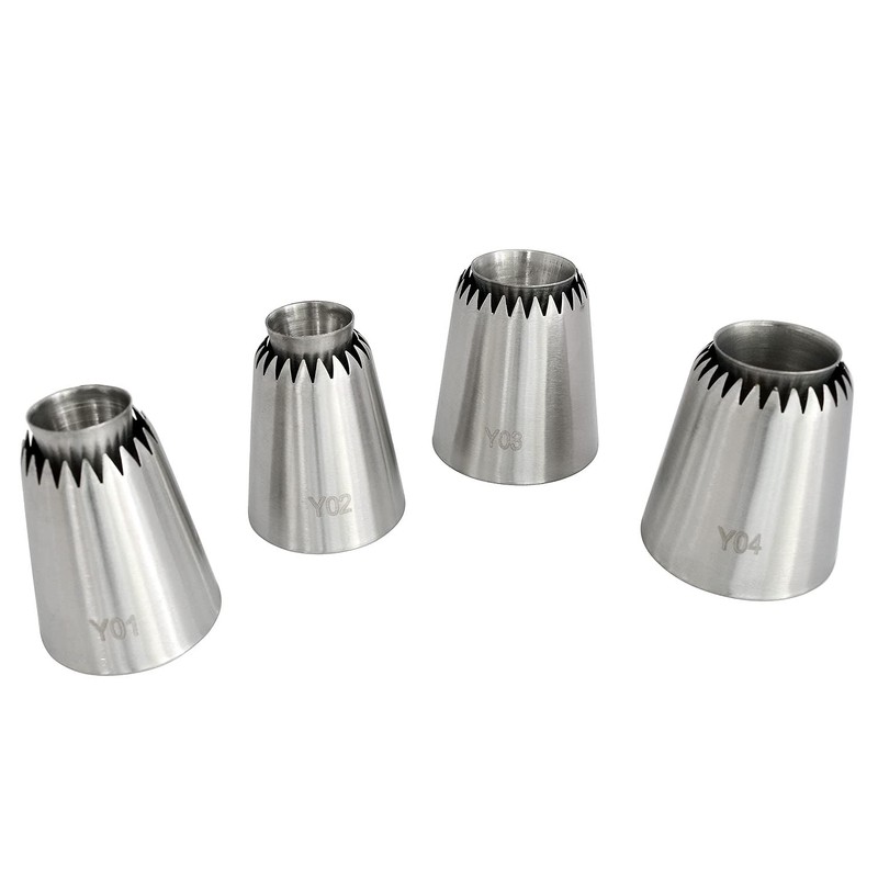 Longdex Sultan Piping Nozzle 4PCS 304 Stainless Steel Russian Piping