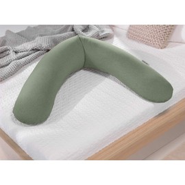 Theraline The Original Pregnancy and Breastfeeding Pillow, Filled with Sand-Fine Original Micro-Beads, Includes Khaki Green Melange Outer Cover, 190 cm