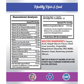 cat Fur Supplement - Best Healthy Hair and Coat Supplement for Cats - Advanced Complex - Nail Health - cat Vitamin c - 3 Bottles (180 Tablets)