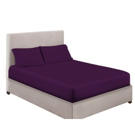 Extra Deep Bedding 100% Extra deep Fitted Sheets 16" 40CM Egyptian Cotton 200TC 15 Colours Single Double King Super King (Double, Plum)
