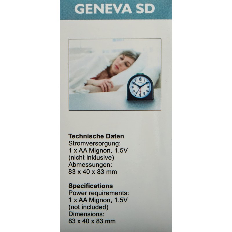 Technoline Quarzwecker Modell SD, schwarz, analog, nachtleuchtende Zeiger