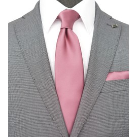 ZENXUS - Conjunto de corbata regular y bolsillo cuadrado para hombre, color sólido, 8 cm de ancho estándar, 34 Dusty Rose, Mediano