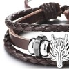 COOLSTEELANDBEYOND Mens Dragon Head Brown Braided Leather Bracelet, Three-Strand Leather