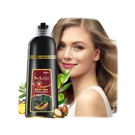 Champú de tinte para cabello castaño marrón, Leorx 3 en 1 Champú de color Champú de coloración herbal instantánea Refresca el cabello para mujeres y h