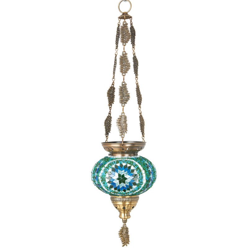 DEMMEX Turkish Moroccan Colorful Mosaic Bohemian Boho Hanging Candle Holder