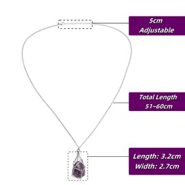 Ceeyoll Amethyst Chain Mesh Pockets Crystal Necklace Quartz Crystal Stone Necklace Rope Interchangeable Crystal Stones Amethyst Mesh Necklace Suitable for Gatherings Parties Birthdays, Iron, Crystal