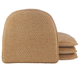 Klear Vu Raindrop Non Slip Dining Chair Polyester Pad Cushion, Set of 4, Natural