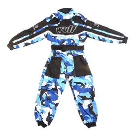 Wulfsport Wulf Cub Kids Quad Overall Racing Jump Suit Camo Design (Junior Large 9-10Years, Blue Camo)