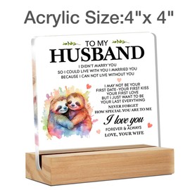 Husband Gifts From Wife, Romantic Gifts for Him, Husband Gift for Birthday Christmas Valentine's Day, Husband Clear Acrylic Sign for Home, 4 x 4 Inches