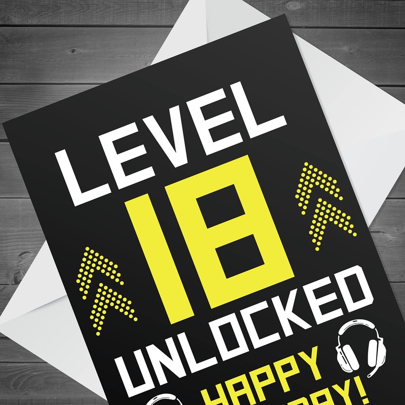 Funny 18th Birthday Card For Son Brother LEVEL 18 Humour