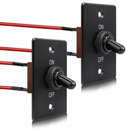 RVSPARK 12V Toggle Switch with Aluminum Mounting Plate Pre-soldered 14AWG Leads 20A 2 Pin SPST ON/OFF Toggle Switch with Weather-resistant Boot Cover for Marine Boat RV Trailer Truck Automotive (2Pcs)