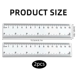 2 Pcs Ruler 15cm, Clear Plastic Flexible Ruler, Straight Rulers with Inches and Centimeters Transparent Measuring Tool, Small Transparent Rulers for Students, Crafting and Accurate Measurement