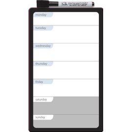 Quartet Magnetic Whiteboard Weekly Organizer, 6" x 10" Dry Erase Board, Daily Planner, Frameless (79217)