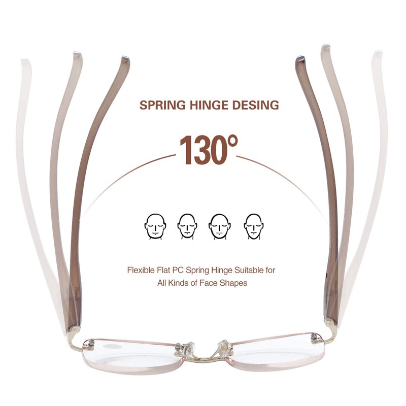 FEIVSN 3-Pack Rimless Reading Glasses For Women, Lightweight Spring Hinge