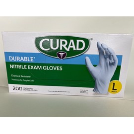 Curad Durable Nitrile Exam Gloves, Large, 600 ct.