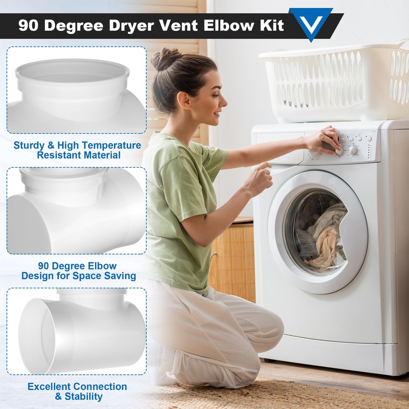 90 Degree Dryer Vent Elbow, Dryer Vent Connector Kit for