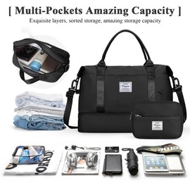 Travel Duffel Bag with Shoes Compartment, Overnight Weekender Bags for Women, Carry on Personal Item Travel Set