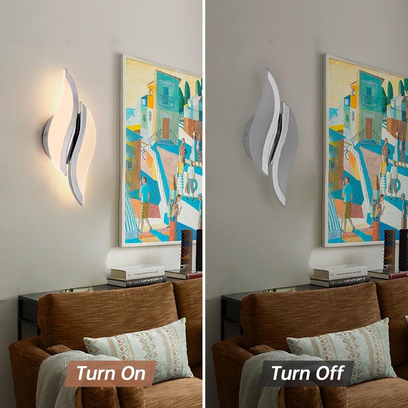 CANEOE Modern LED Wall Sconce 6000K Chrome Indoor Wall Light