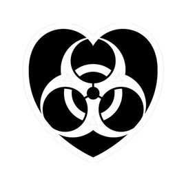 CafePress Biohazard HeartBl Small Die Cut Sticker, 3"x4" Matte Finish