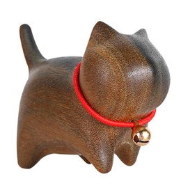 Operitacx Indoor Desktop Ornament Handwerk Katze Schmuck Exquisite Katze Decor Grün Sandelholz Katze Figurine