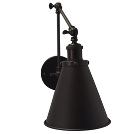 DZSUMY Industrial Black Finish Wall Sconce Arm Angle Adjustable E26 Base 1-Light Wall Lamp for Bedroom,Living Room,Study Room,Office