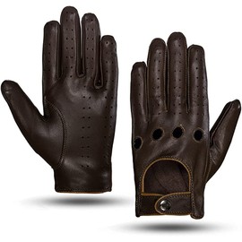 MGGMOKAY Men's Leather Car Gloves Touchscreen Leather Gloves Unlined, Brown Camel (touchscreen), XL