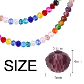 Suhome 4800pcs 4mm Rhombus Crystal Glass Beads 24 Colors Faceted Small Bracelet Beads Bulk for Jewelry Making Pure and Bright