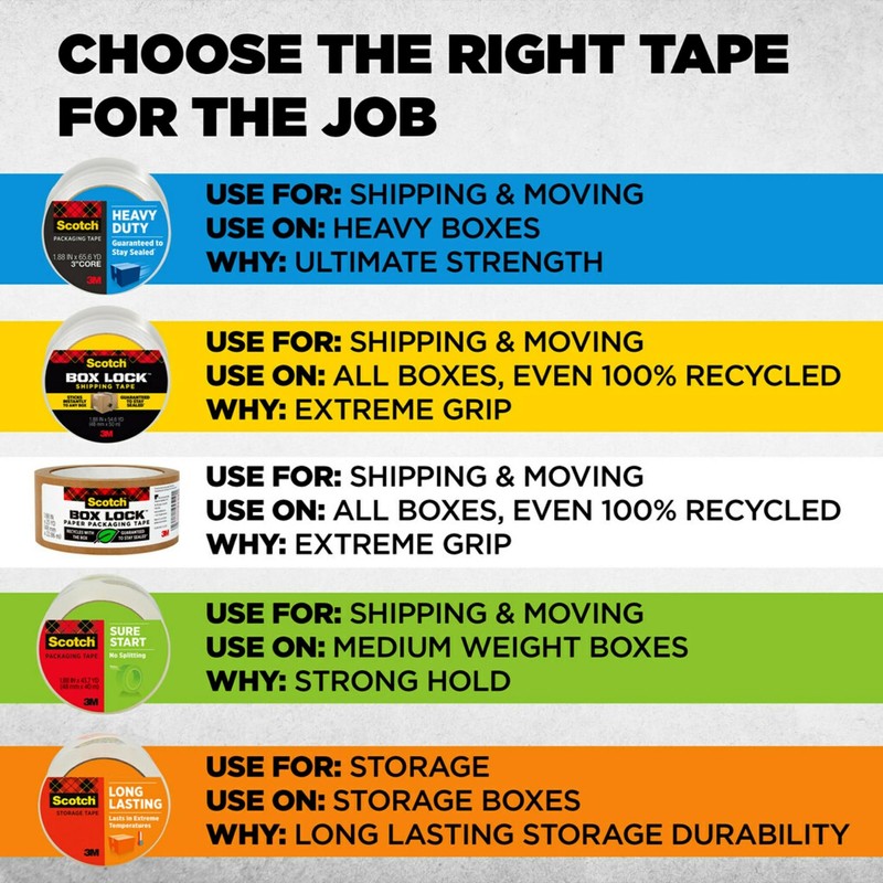 Scotch Box Lock Packaging Tape, 1 Roll with Dispenser, 1.88