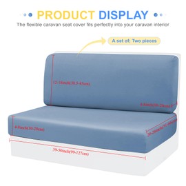 PRITOK Caravan Seat Covers Set of 2: Elastic Camper Cushion Covers for Motorhome Dining Table Bench, High-Quality Cushion with Freshness, Suitable for Trailers and Motorhomes (Blue)