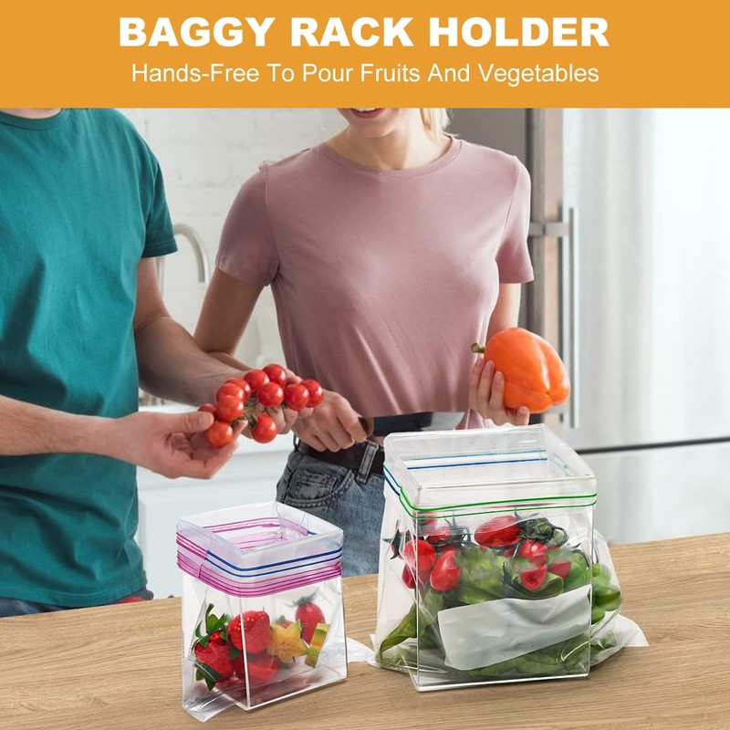 2Pcs Zip Lock Bag Holder Acrylic Food Storage Bag Stand