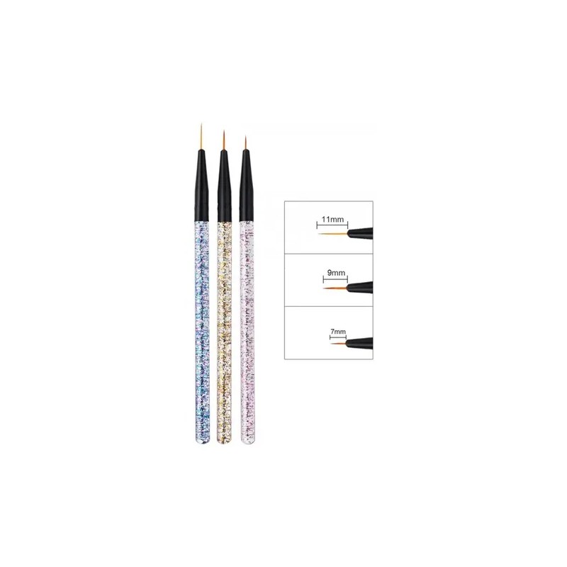 3 Pinceles Liner Mano Alzada Nail Art Gel