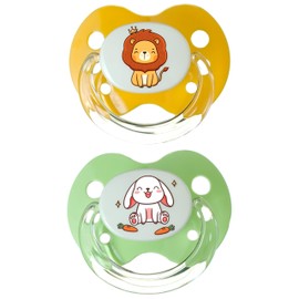 Playtex Baby Binky Orthodontic Pacifier with Air Comfort Shield, Medical Grade Silicone, Orange & Green, 2 Count