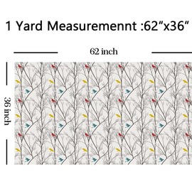 Tree Branches Upholstery Fabric by The Yard,Nature Cute Birds Reupholstery Fabric for Chairs,Wildlife Decorative Waterproof Outdoor Fabric,2 Yards,(L184*W150cm) Mustard Maroon