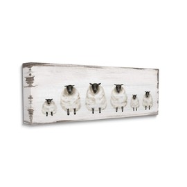 Stupell Industries Fluffy Farm Sheep Herd Rustic Country Animals, Design by Daphne Polselli Canvas Wall Art, 10 x 24, Grey