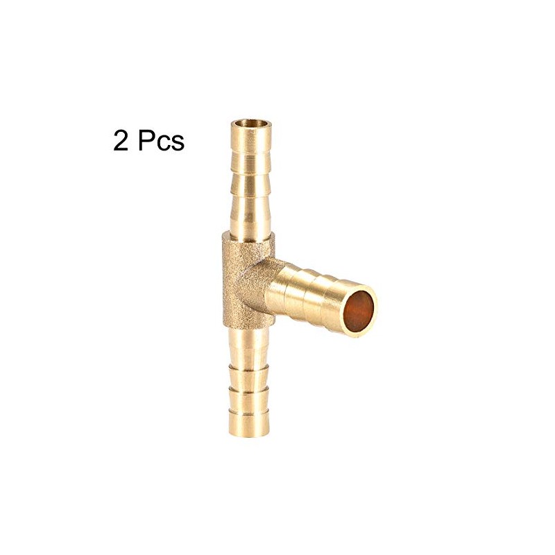 sourcing map Brass Hose Reducer Fitting T 3 Way Barb